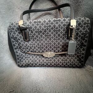 Coach Black and Gray Signature Satchel